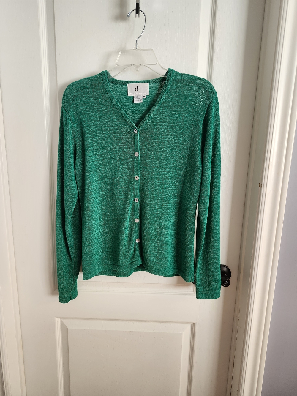 Green V-Neck Button Cardigan Sweater